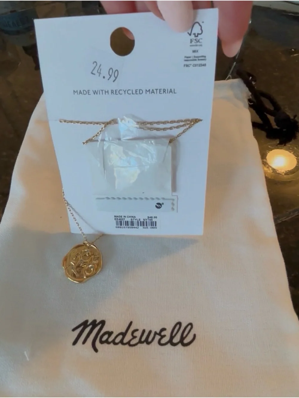 Madewell Gold Capricorn Medallion Necklace - Picture 3 of 3